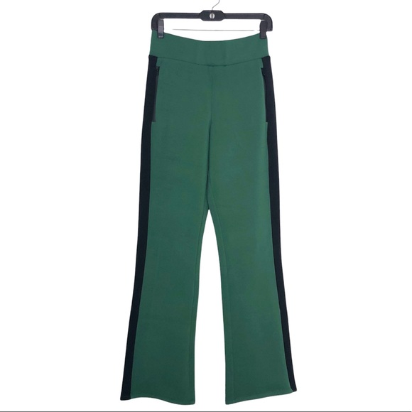 Michi Carve Flare Pant High Waist Color Block Scuba Stripe Pine Green Black - Picture 4 of 15